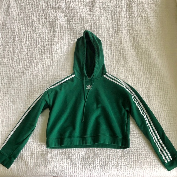 adidas originals adicolor cropped hoodie in green